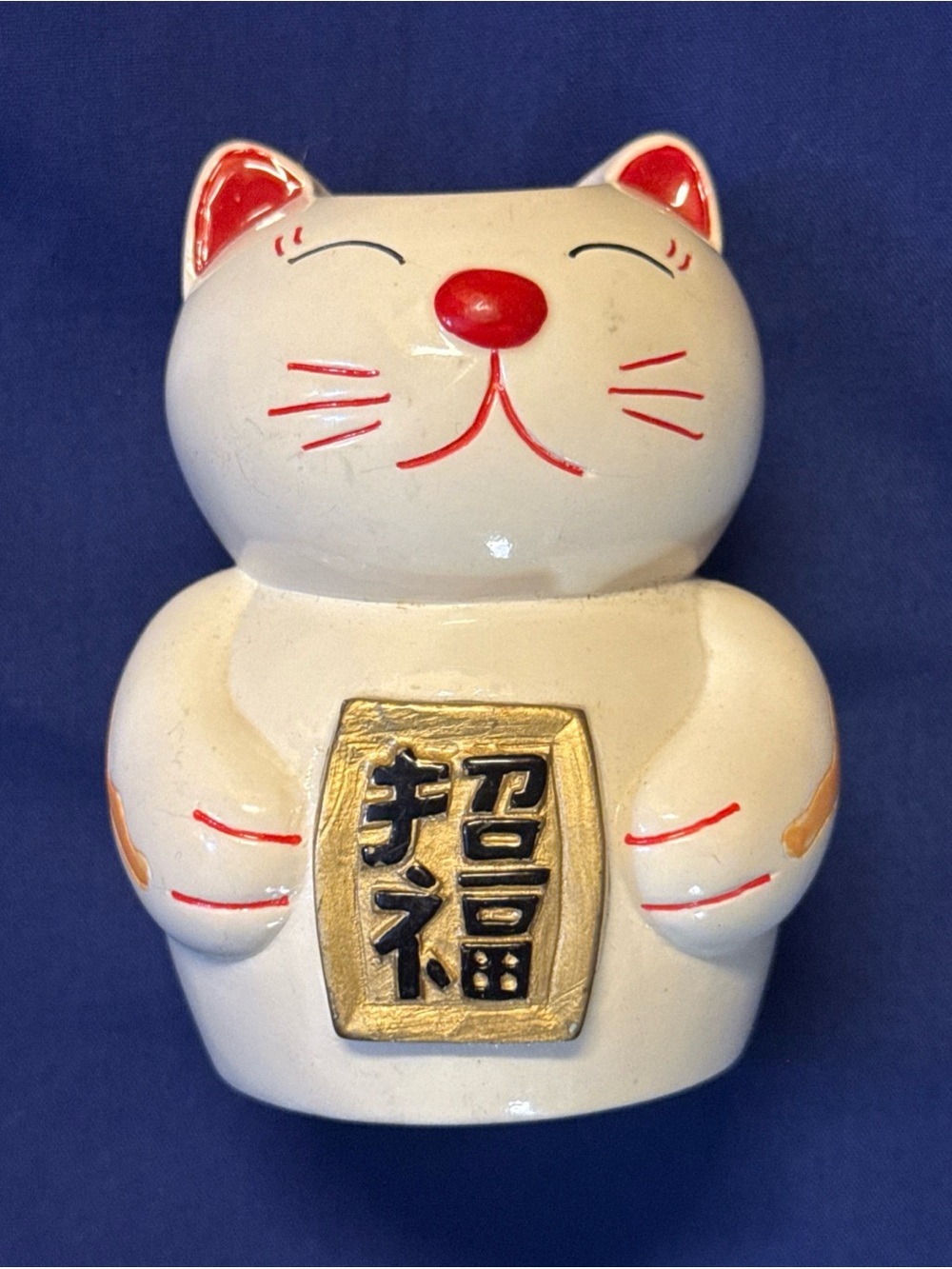 Maneki Neko Lucky Beckoning Cat Candle and/or Napkin Holder 3”